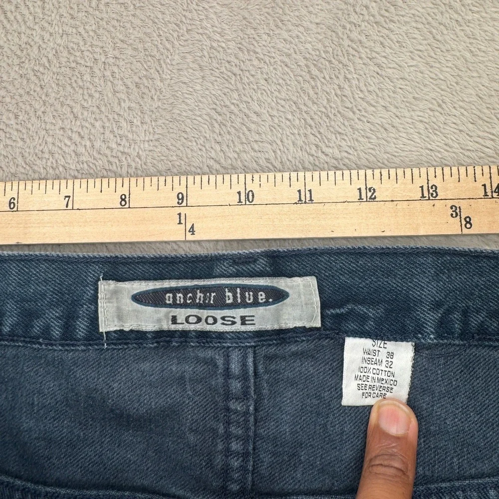 Vintage Y2K Anchor Blue Loose Fit Jeans Mens 38x32 Denim Straight‎ Leg Mid Rise